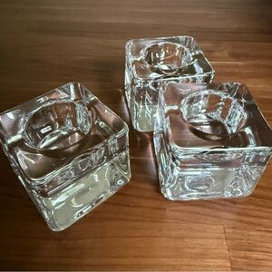 Orrefors 3 Ice Cube Votives, sold as a set
